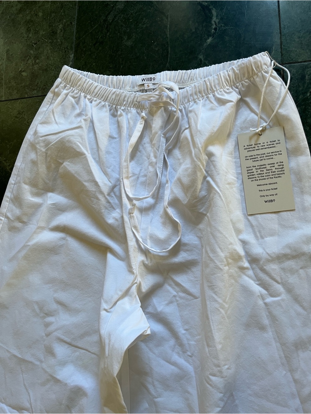 White Drawstring Boot-Cut Pants - Picture 6 of 12